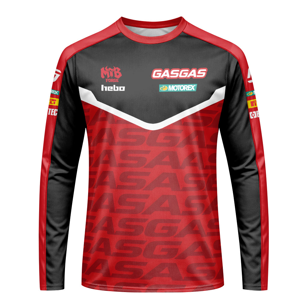 GASGAS Red Black Factory Racing Long Sleeve Motocross Jersey – Front View Mockup