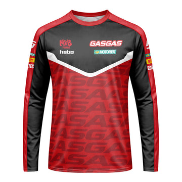 GASGAS Red Black Factory Racing Long Sleeve Motocross Jersey – Front View Mockup