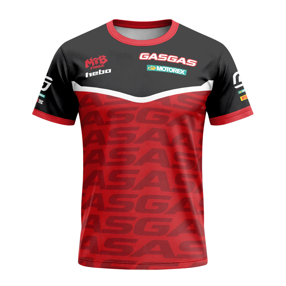 GASGAS Red Black Factory Racing Short Sleeve Motocross Jersey – Front View Mockup