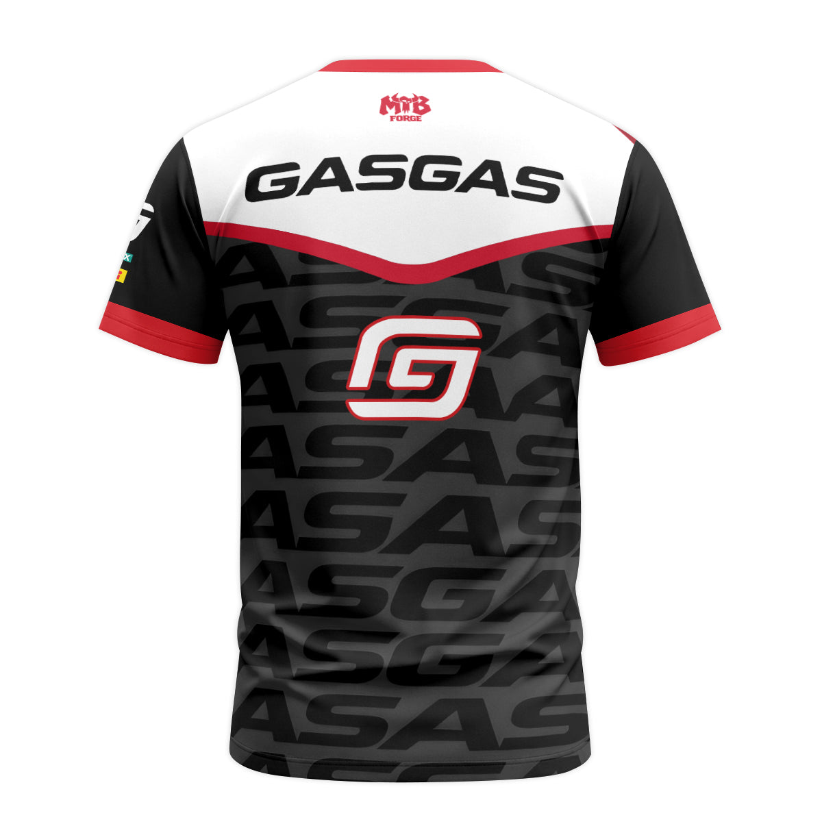 GASGAS Red Black Factory Racing Youth Short Sleeve Motocross Jersey – Back View Mockup