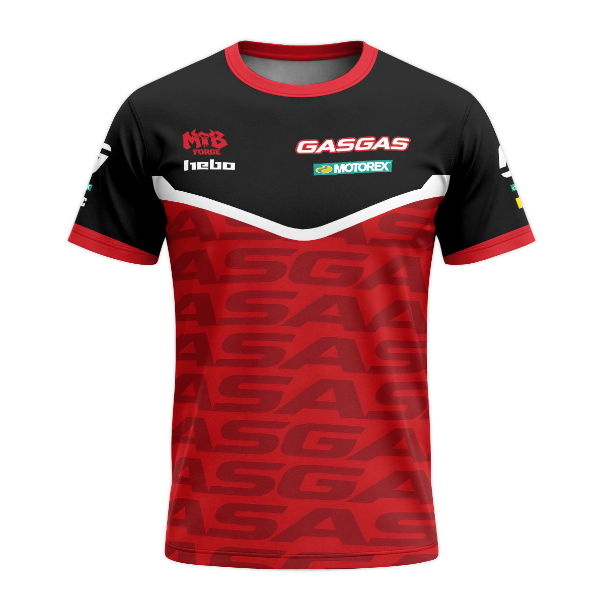 GASGAS Red Black Factory Racing Youth Short Sleeve Motocross Jersey – Front View Mockup
