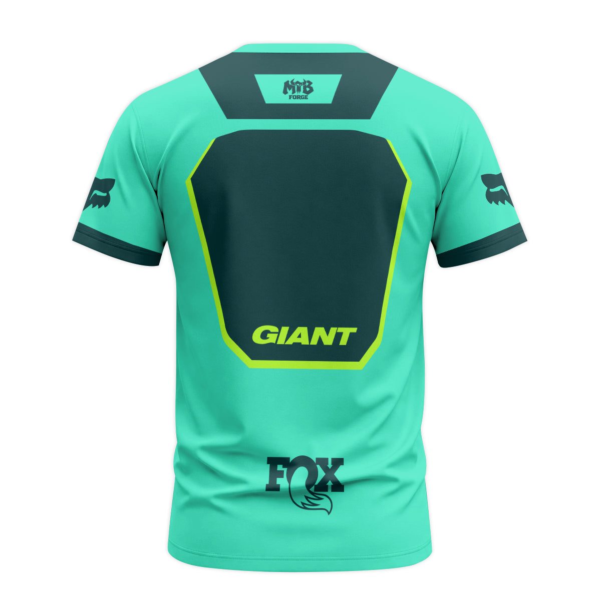 Giant Fox Aqua Neon Green Short Sleeve Mountain Bike Jersey - back view mockup