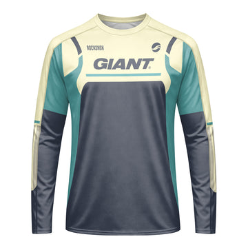 Giant RockShox Cream Teal Factory Long Sleeve Mountain Bike Jersey - front view mockup