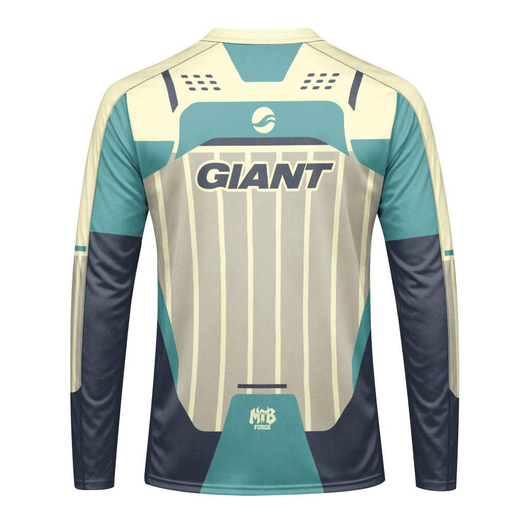 Giant RockShox Cream Teal Factory Long Sleeve Mountain Bike Jersey - front view mockup