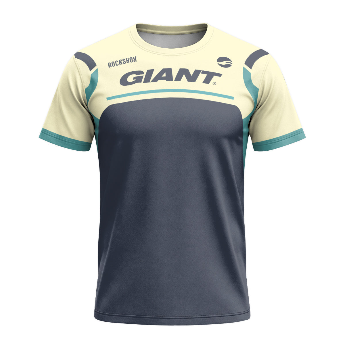 Giant RockShox Cream Teal Factory Short Sleeve Mountain Bike Jersey - front view mockup