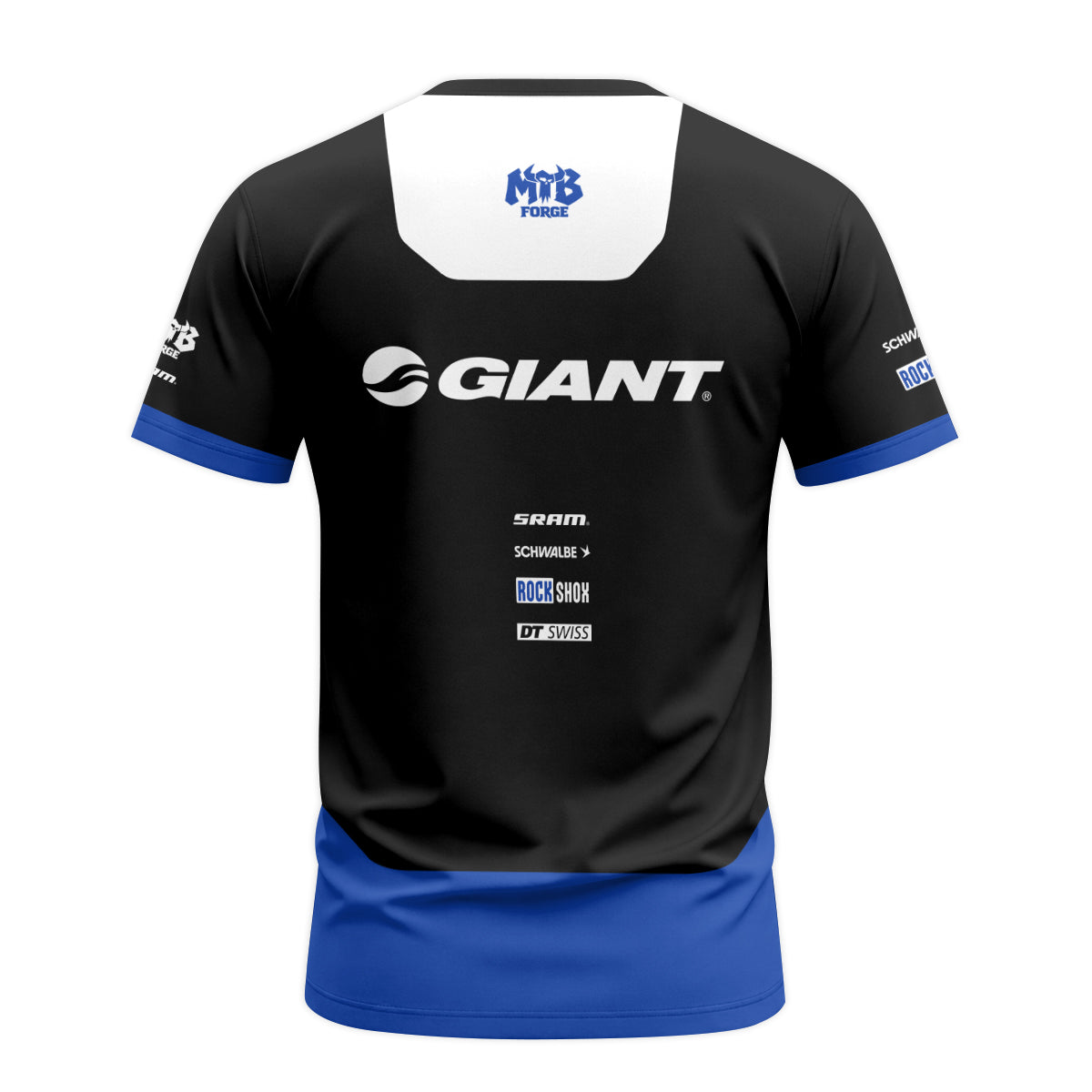 Giant SRAM Blue Black Factory Short Sleeve Mountain Bike Jersey - back view mockup
