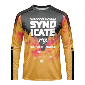 Goldstone #6 Santa Cruz Syndicate Long Sleeve Mountain Bike Jersey – Front View Mockup