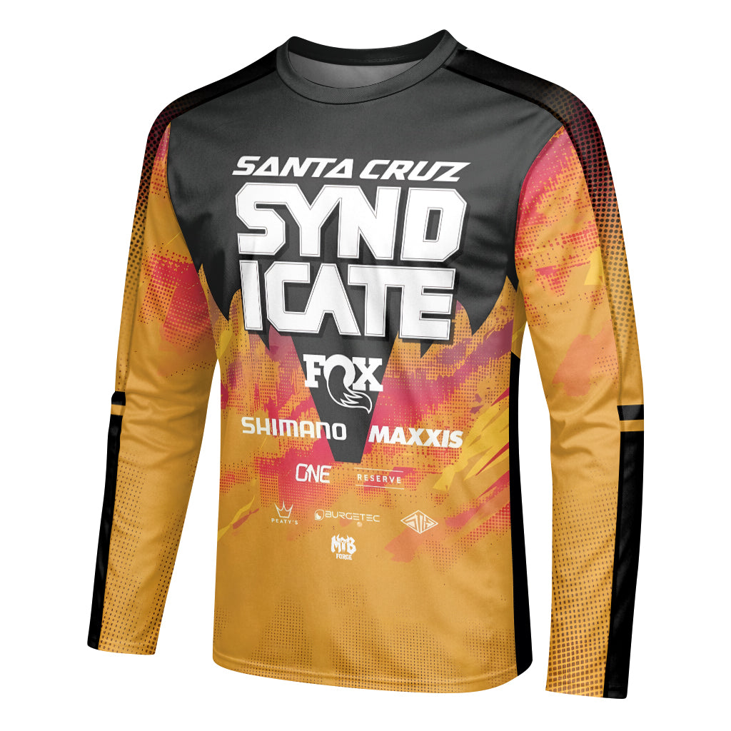 Goldstone #6 Santa Cruz Syndicate Long Sleeve Mountain Bike Jersey – Left Side View Mockup