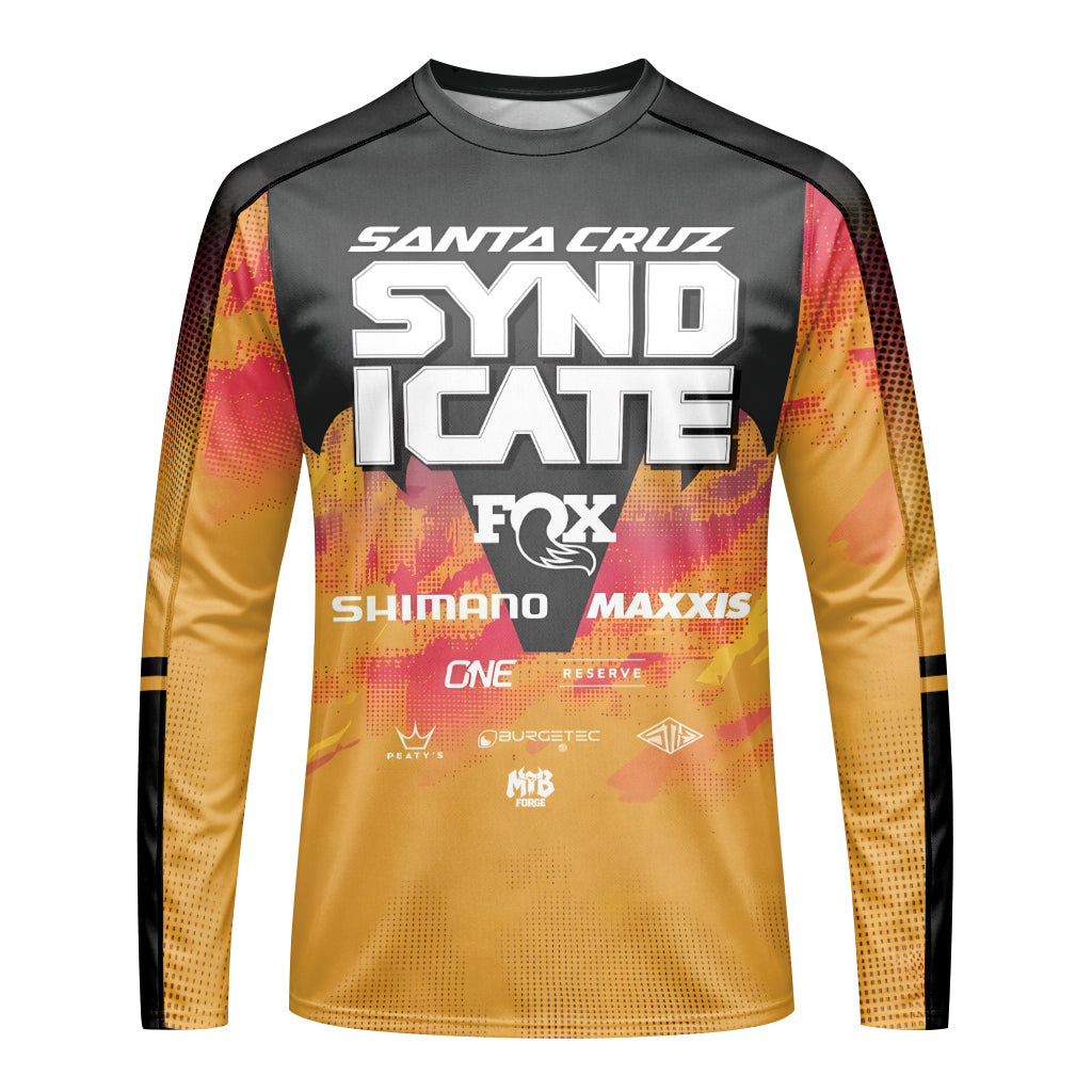 Goldstone #6 Santa Cruz Syndicate Youth Long Sleeve Mountain Bike Jersey – Front View Mockup