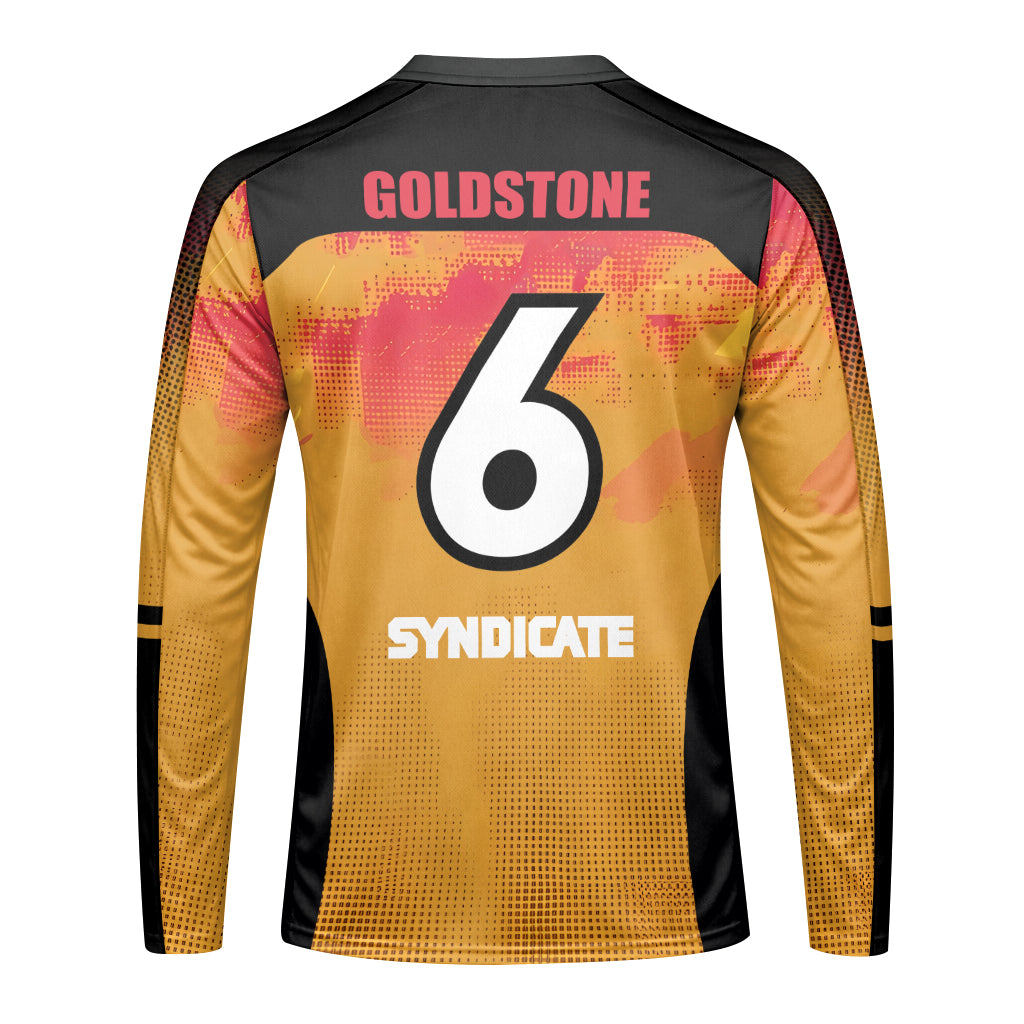 Goldstone #6 Santa Cruz Syndicate Youth Long Sleeve Mountain Bike Jersey – Back View Mockup