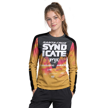 Goldstone #6 Santa Cruz Syndicate Youth Long Sleeve Mountain Bike Jersey – Girl Lifestyle View