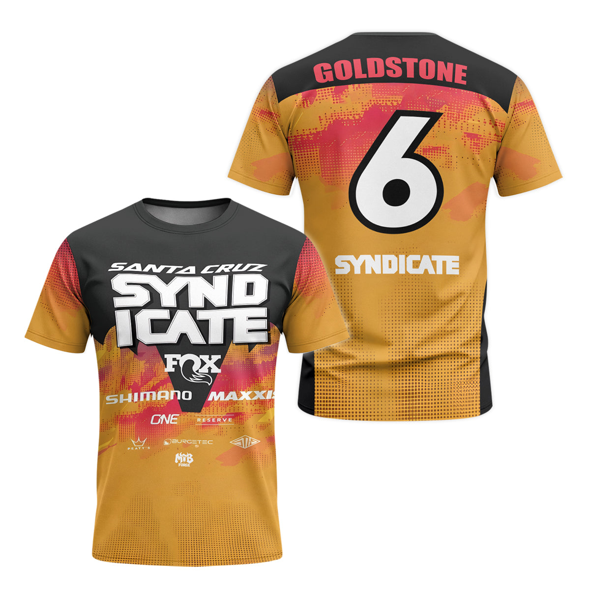 Goldstone #6 Santa Cruz Syndicate Youth Short Sleeve Mountain Bike Jersey – Front and Back View