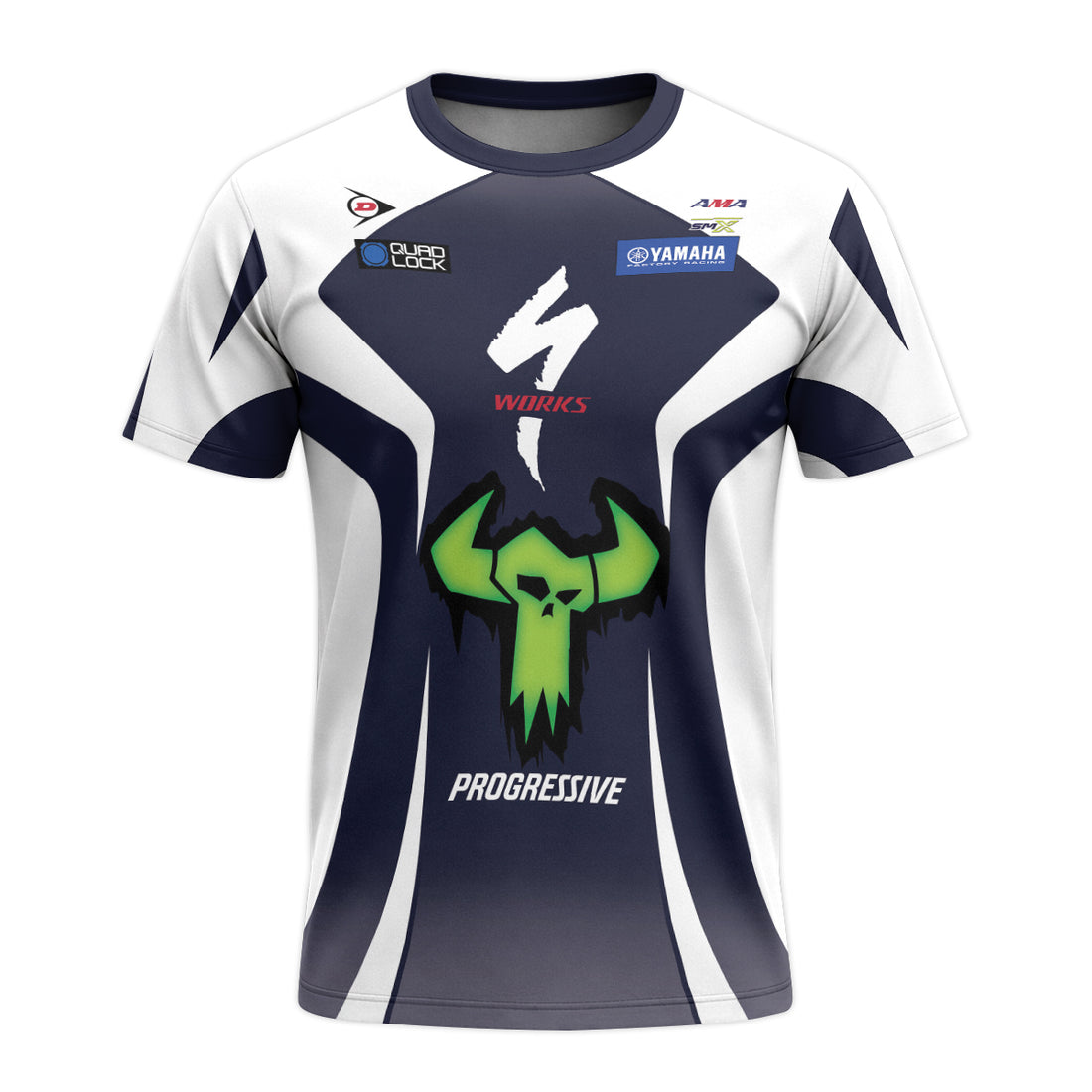 Haiden Deegan 1W Yamaha White Navy Short Sleeve Motocross Jersey – Front and Back View