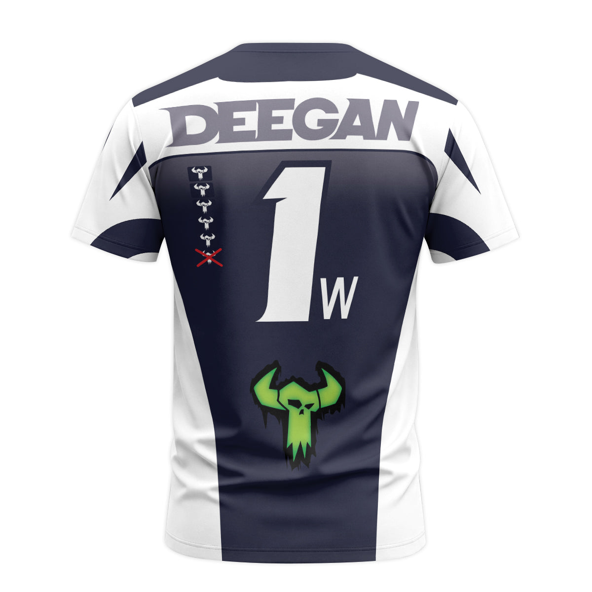 Haiden Deegan 1W Yamaha White Navy Short Sleeve Motocross Jersey – Back View Mockup