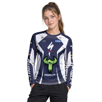 Haiden Deegan 1W Yamaha White Navy Youth Long Sleeve Motocross Jersey – Girl Lifestyle View