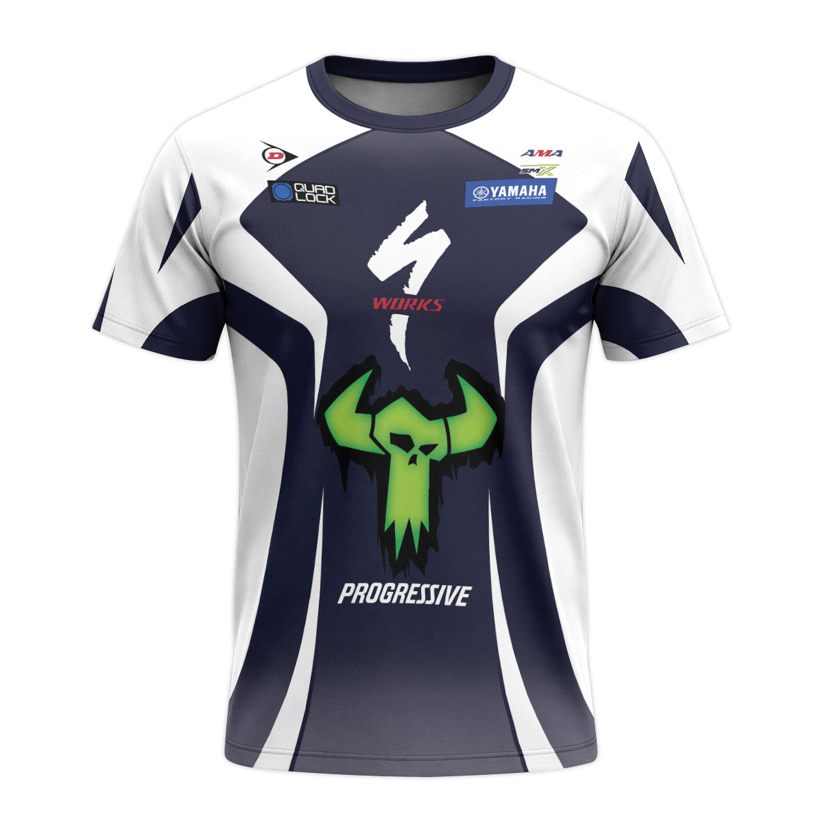 Haiden Deegan 1W Yamaha White Navy Youth Short Sleeve Motocross Jersey – Front View Mockup