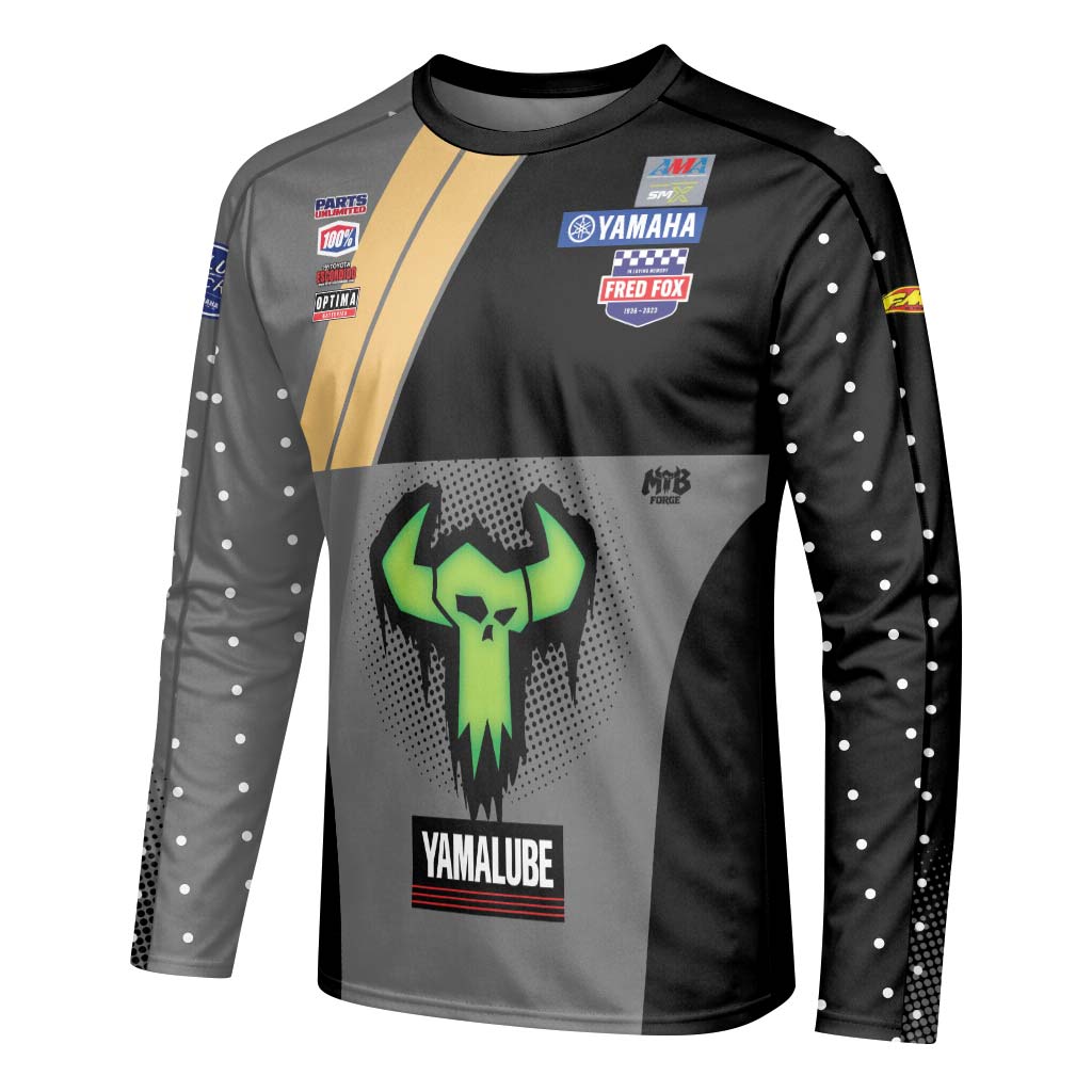 Haiden Deegan 238 Yamaha Black Gray Long Sleeve Motocross Jersey – Left Side View Mockup