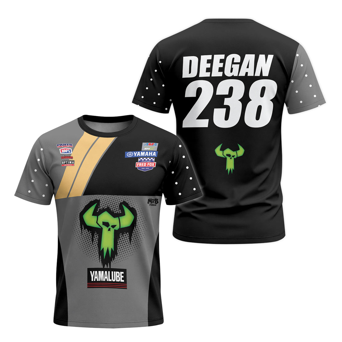 Haiden Deegan 238 Yamaha Black Gray Short Sleeve Motocross Jersey – Front and Back View