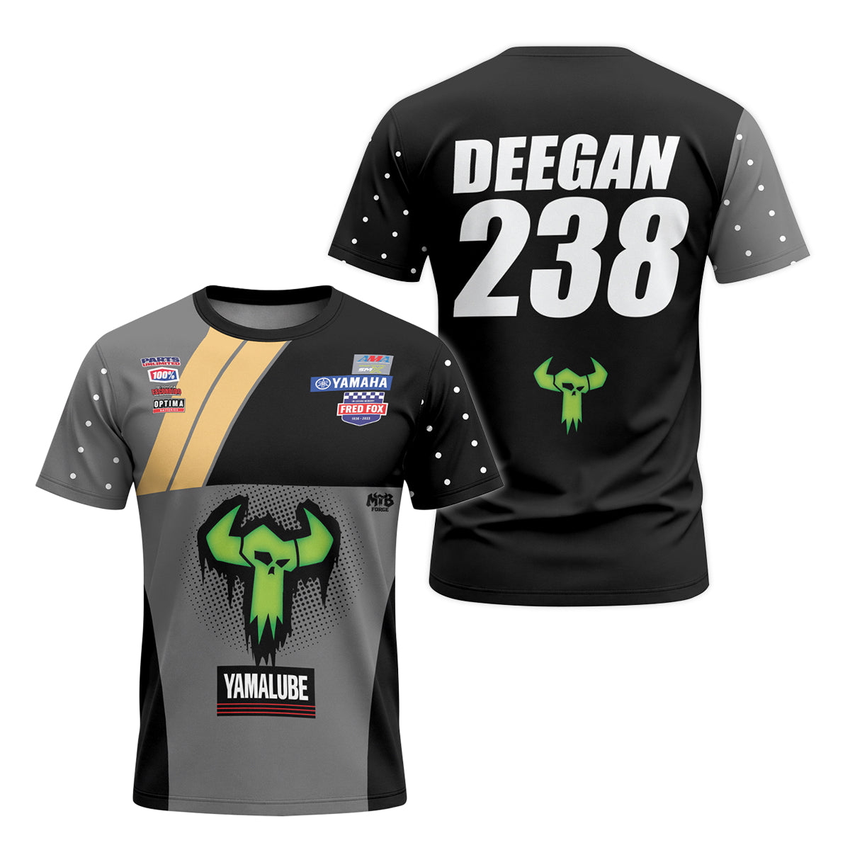 Haiden Deegan 238 Yamaha Black Gray Short Sleeve Motocross Jersey – Front and Back View