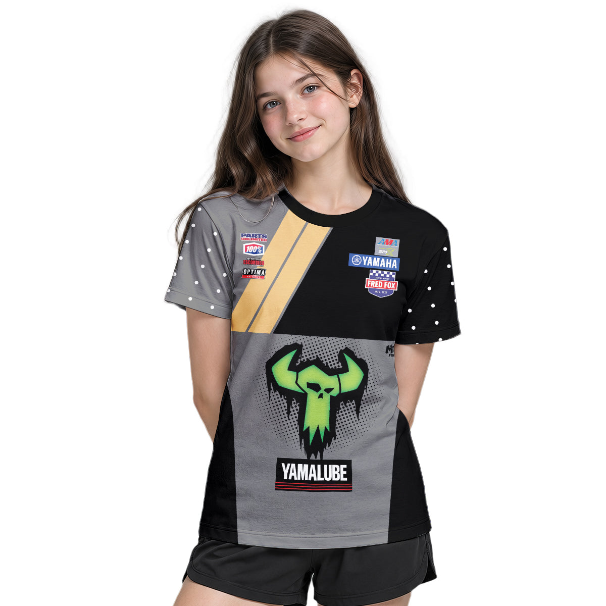 Haiden Deegan 238 Yamaha Black Gray Youth Short Sleeve Motocross Jersey – Girl Lifestyle View