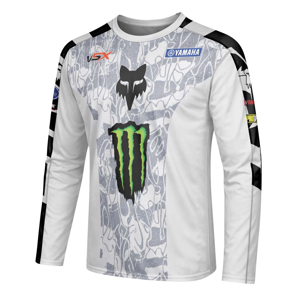 Haiden Deegan 38 Fox Monster Energy Camo Long Sleeve Motocross Jersey - left side mockup
