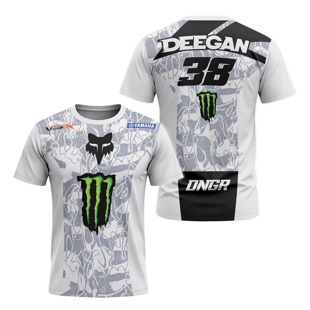 Haiden Deegan 38 Fox Monster Energy Camo Short Sleeve Motocross Jersey - front and back view