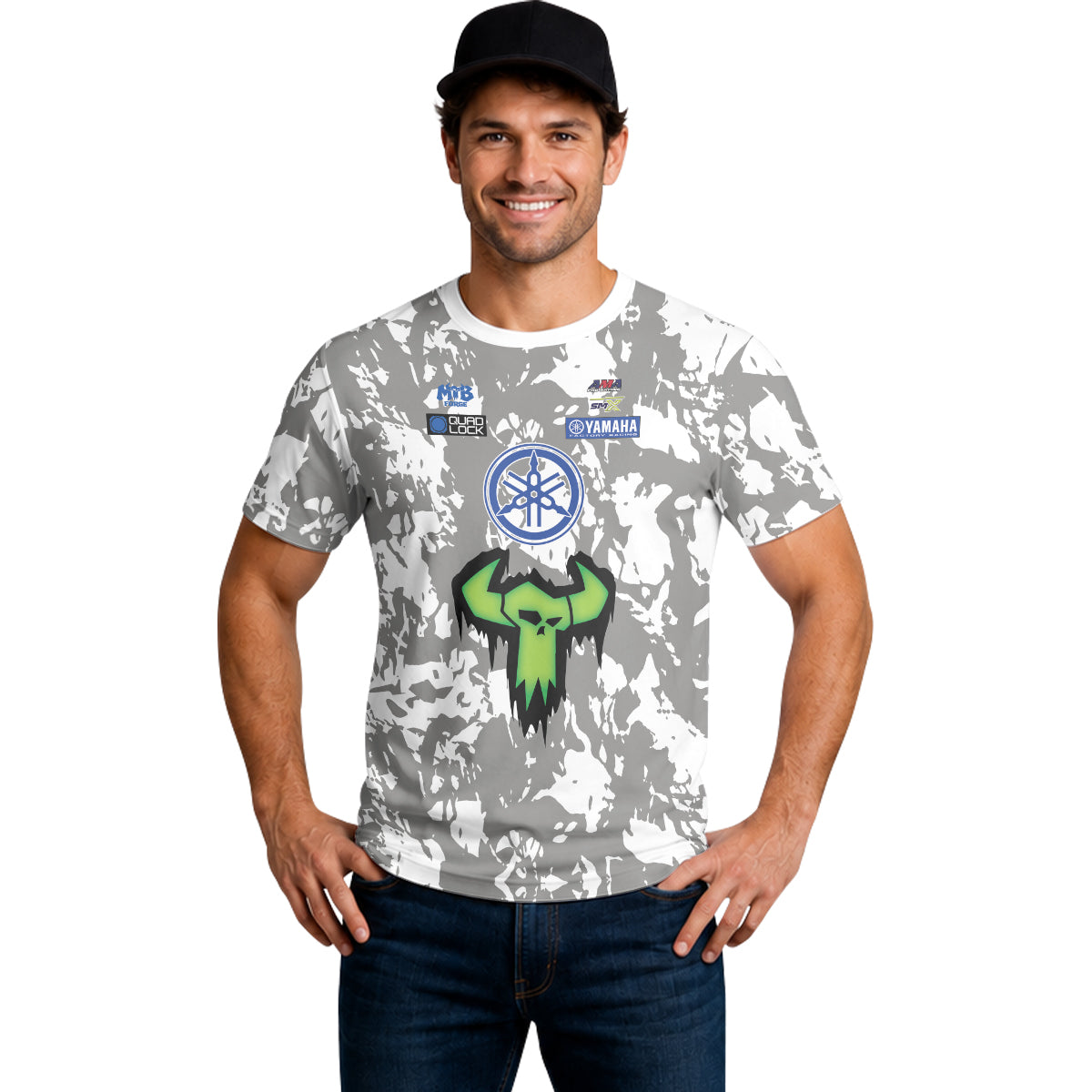 Haiden Deegan 38 Yamaha Blue Gray Camo Short Sleeve Motocross Jersey – Lifestyle View