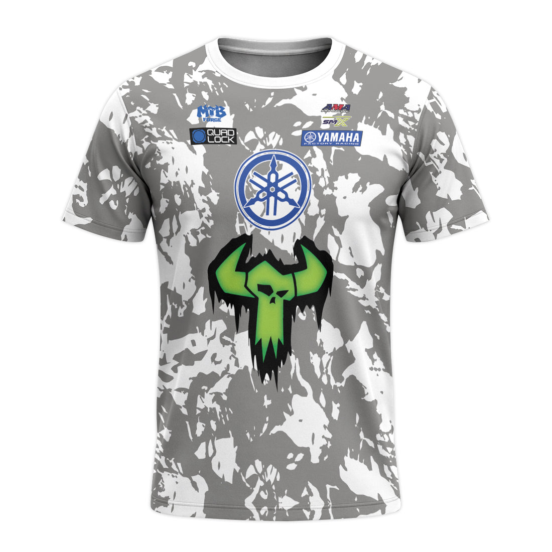 Haiden Deegan 38 Yamaha Blue Gray Camo Short Sleeve Motocross Jersey – Front and Back View