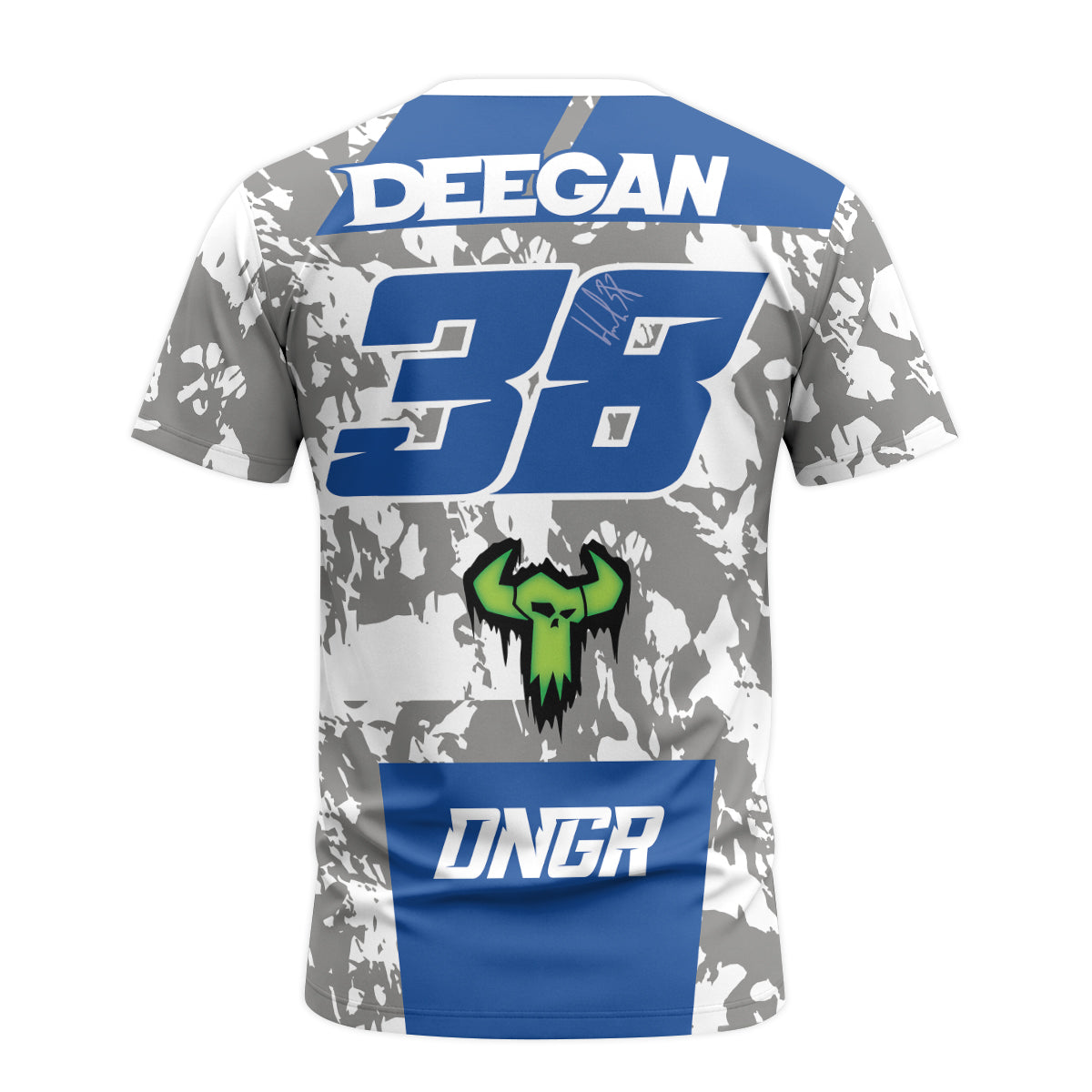 Haiden Deegan 38 Yamaha Blue Gray Camo Short Sleeve Motocross Jersey – Back View Mockup