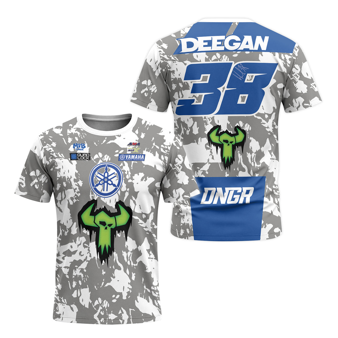 Haiden Deegan 38 Yamaha Blue Gray Camo Short Sleeve Motocross Jersey – Front and Back View