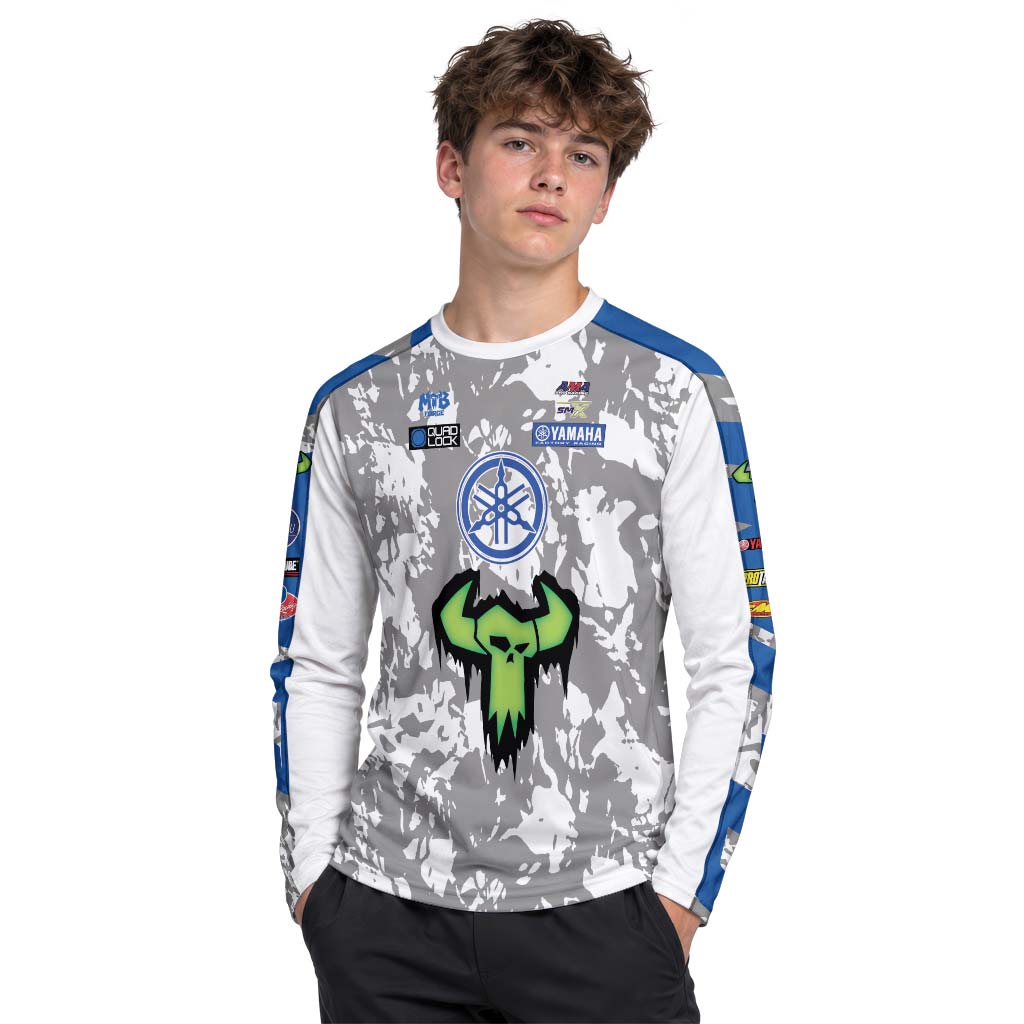 Haiden Deegan 38 Yamaha Blue Gray Camo Youth Long Sleeve Motocross Jersey – Boy Lifestyle View