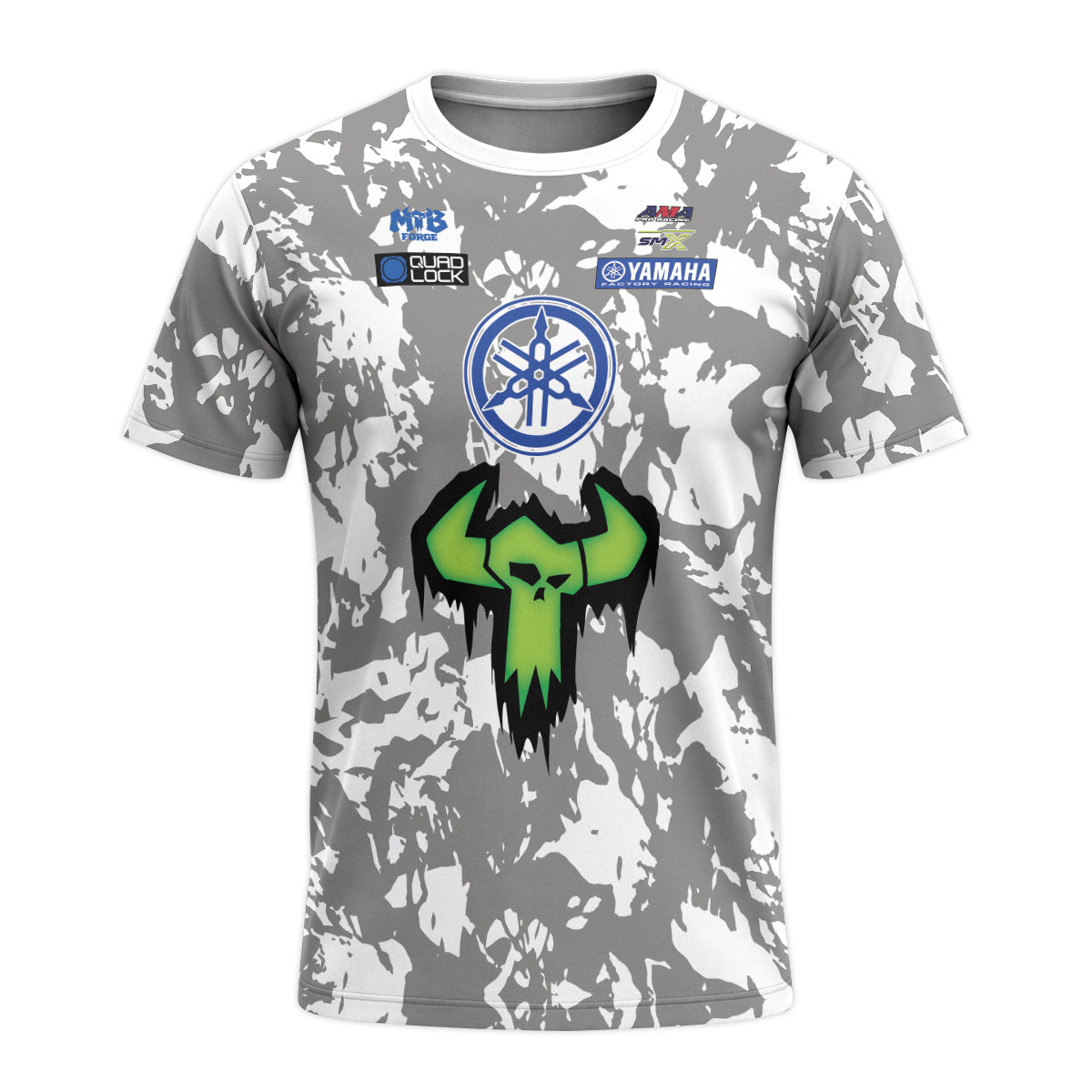 Haiden Deegan 38 Yamaha Blue Gray Camo Youth Short Sleeve Motocross Jersey – Front View Mockup