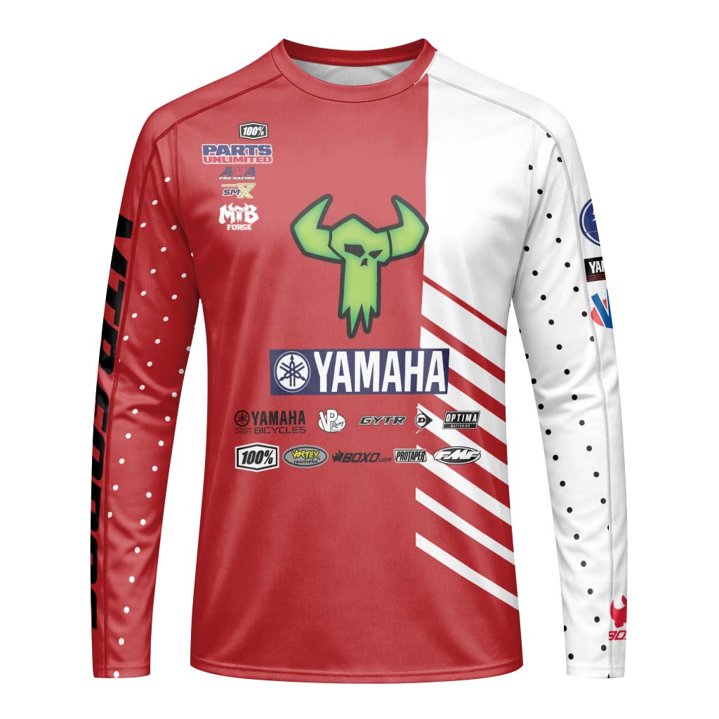 Haiden Deegan 38 Yamaha Red White Long Sleeve Motocross Jersey – Front View Mockup