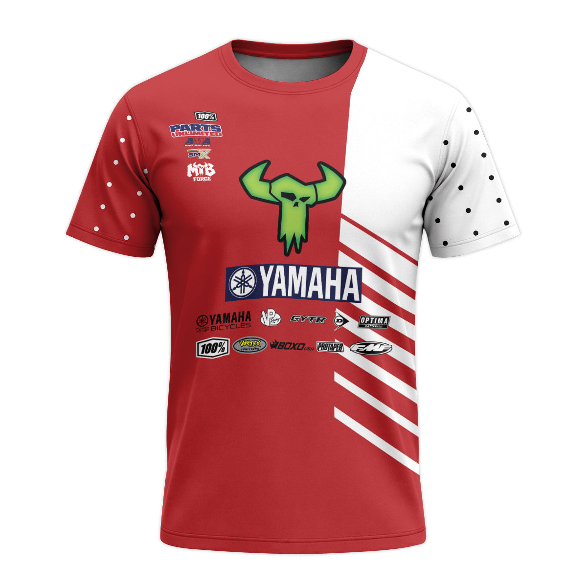 Haiden Deegan 38 Yamaha Red White Short Sleeve Motocross Jersey – Front View Mockup