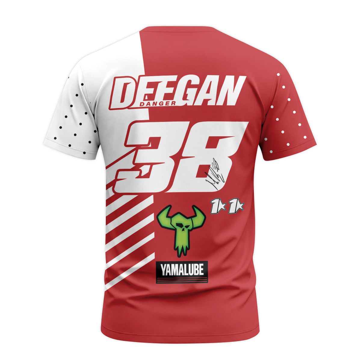 Haiden Deegan 38 Yamaha Red White Short Sleeve Motocross Jersey – Back View Mockup