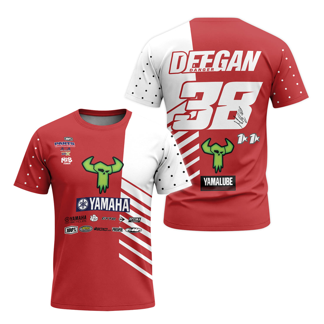 Haiden Deegan 38 Yamaha Red White Short Sleeve Motocross Jersey – Front and Back View