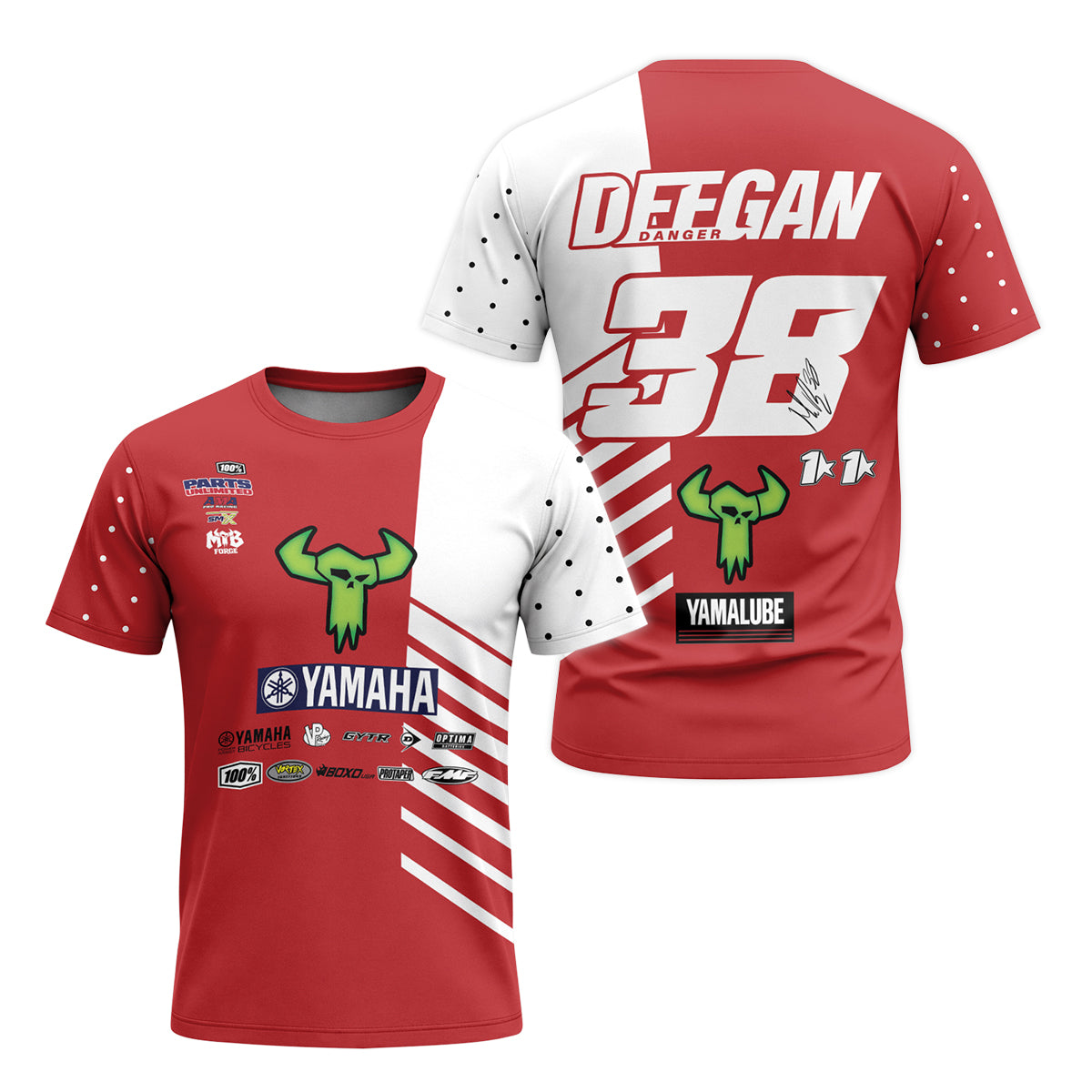 Haiden Deegan 38 Yamaha Red White Short Sleeve Motocross Jersey – Front and Back View
