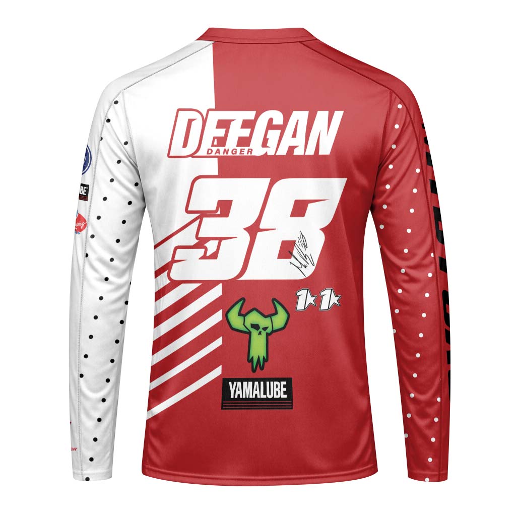 Haiden Deegan 38 Yamaha Red White Youth Long Sleeve Motocross Jersey – Back View Mockup