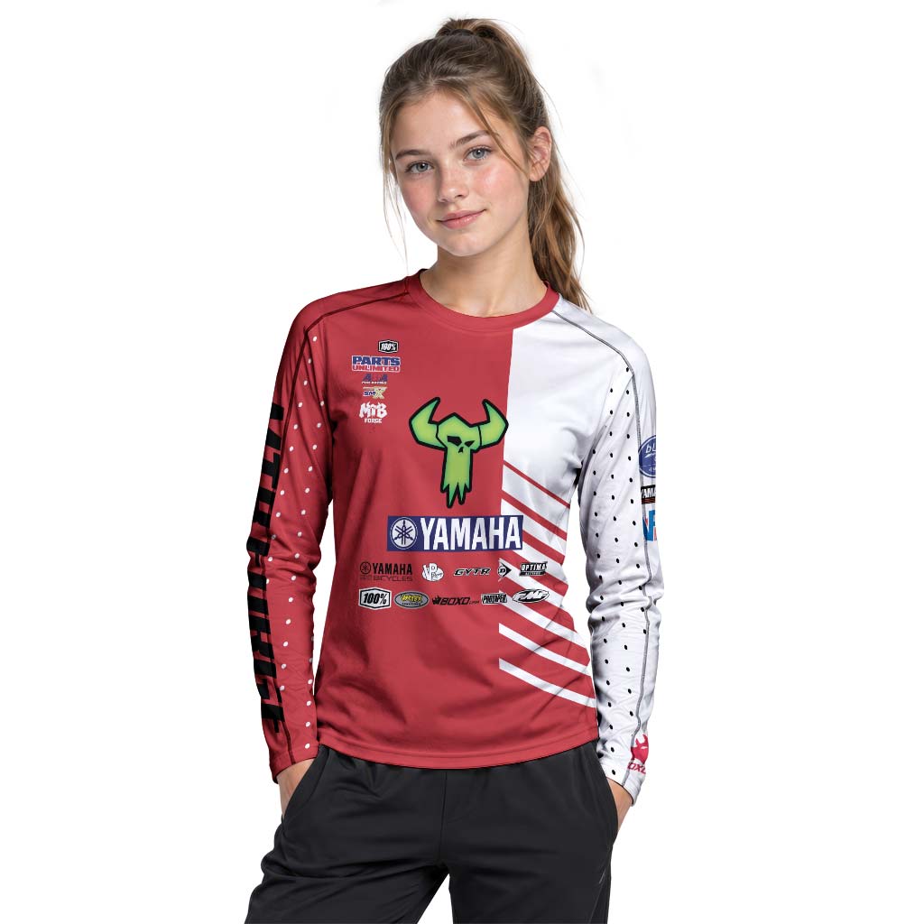 Haiden Deegan 38 Yamaha Red White Youth Long Sleeve Motocross Jersey – Girl Lifestyle View
