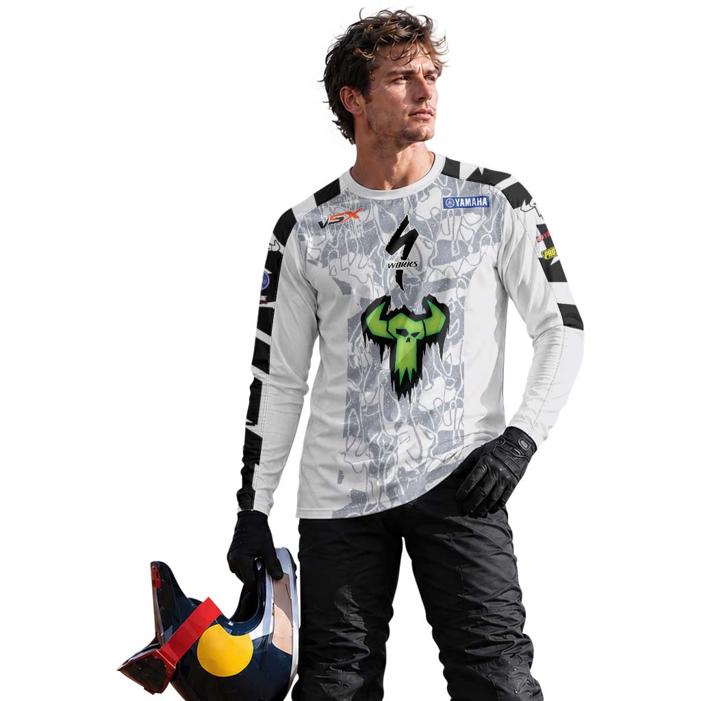 Haiden Deegan 38 Yamaha White Gray Long Sleeve Motocross Jersey – Lifestyle View