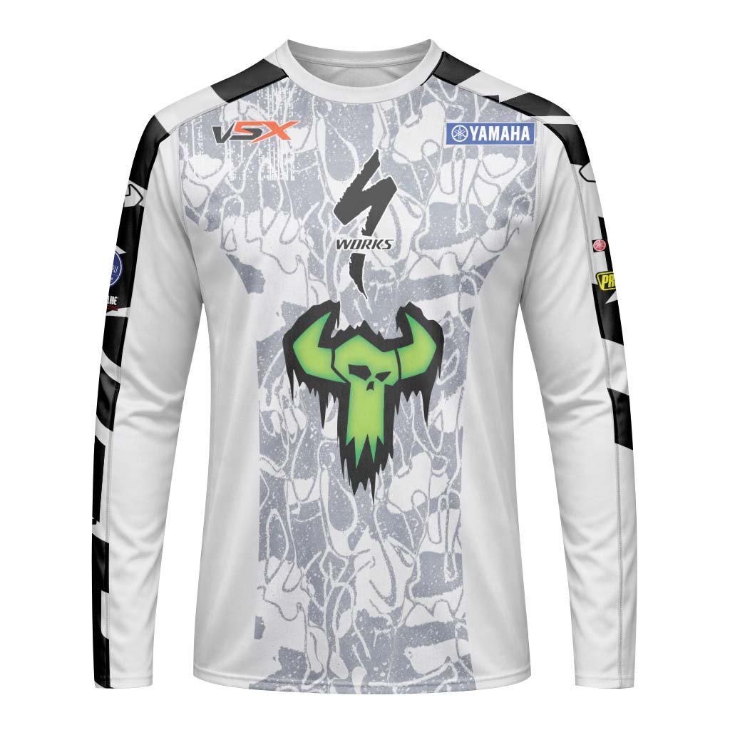 Haiden Deegan 38 Yamaha White Gray Long Sleeve Motocross Jersey – Front View Mockup