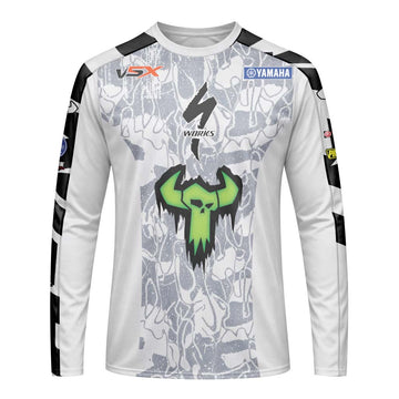Haiden Deegan 38 Yamaha White Gray Long Sleeve Motocross Jersey – Front View Mockup