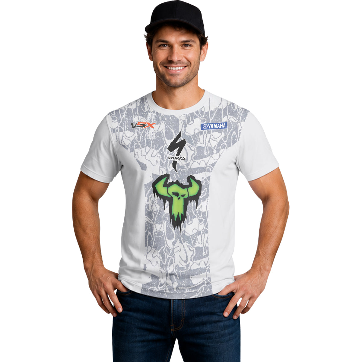 Haiden Deegan 38 Yamaha White Gray Short Sleeve Motocross Jersey – Lifestyle View