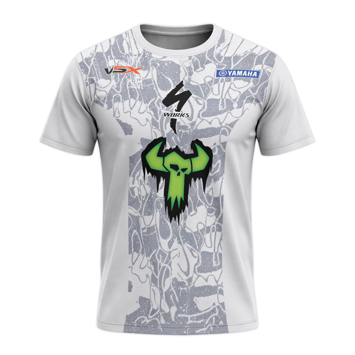 Haiden Deegan 38 Yamaha White Gray Short Sleeve Motocross Jersey – Front View Mockup
