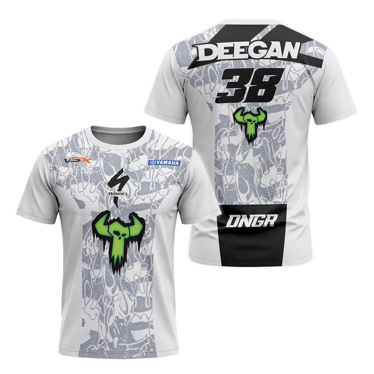 Haiden Deegan 38 Yamaha White Gray Short Sleeve Motocross Jersey – Front and Back View