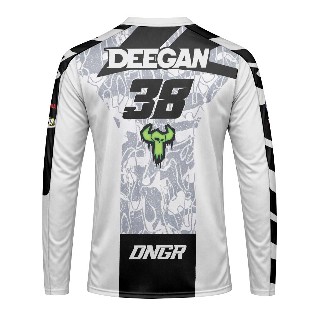 Haiden Deegan 38 Yamaha White Gray Youth Long Sleeve Motocross Jersey – Back View Mockup