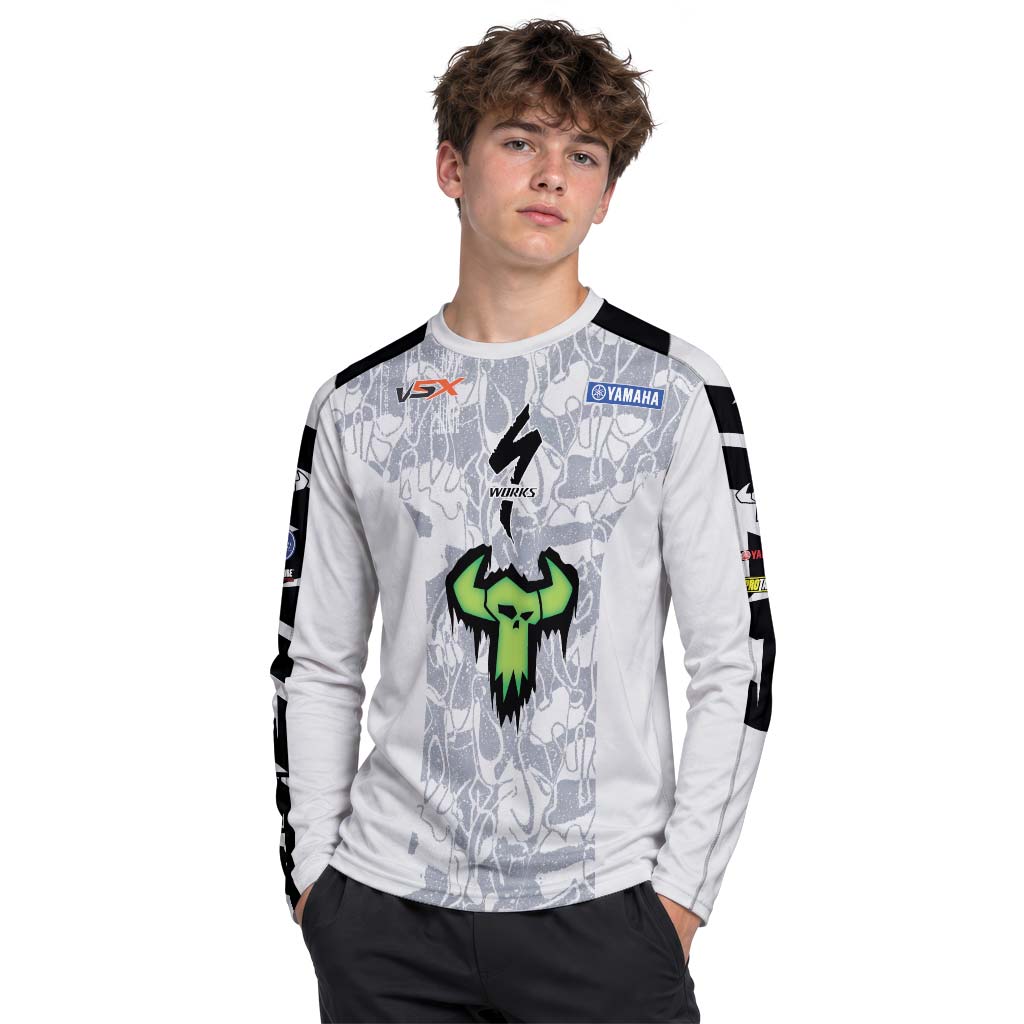 Haiden Deegan 38 Yamaha White Gray Youth Long Sleeve Motocross Jersey – Boy Lifestyle View