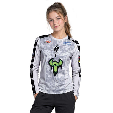 Haiden Deegan 38 Yamaha White Gray Youth Long Sleeve Motocross Jersey – Girl Lifestyle View