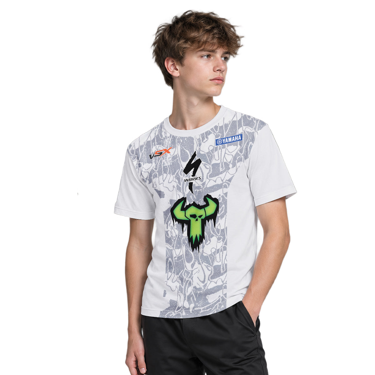 Haiden Deegan 38 Yamaha White Gray Youth Short Sleeve Motocross Jersey – Boy Lifestyle View