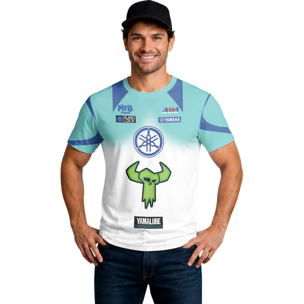 Haiden Deegan Yamaha 1W Aqua Blue White Short Sleeve Motocross Jersey – Lifestyle View